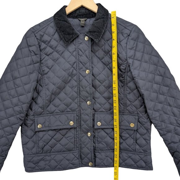 J.CREW Quilted Field Jacket Womens Navy Blue Full Zip Corduroy Collar Size M - Picture 7 of 10